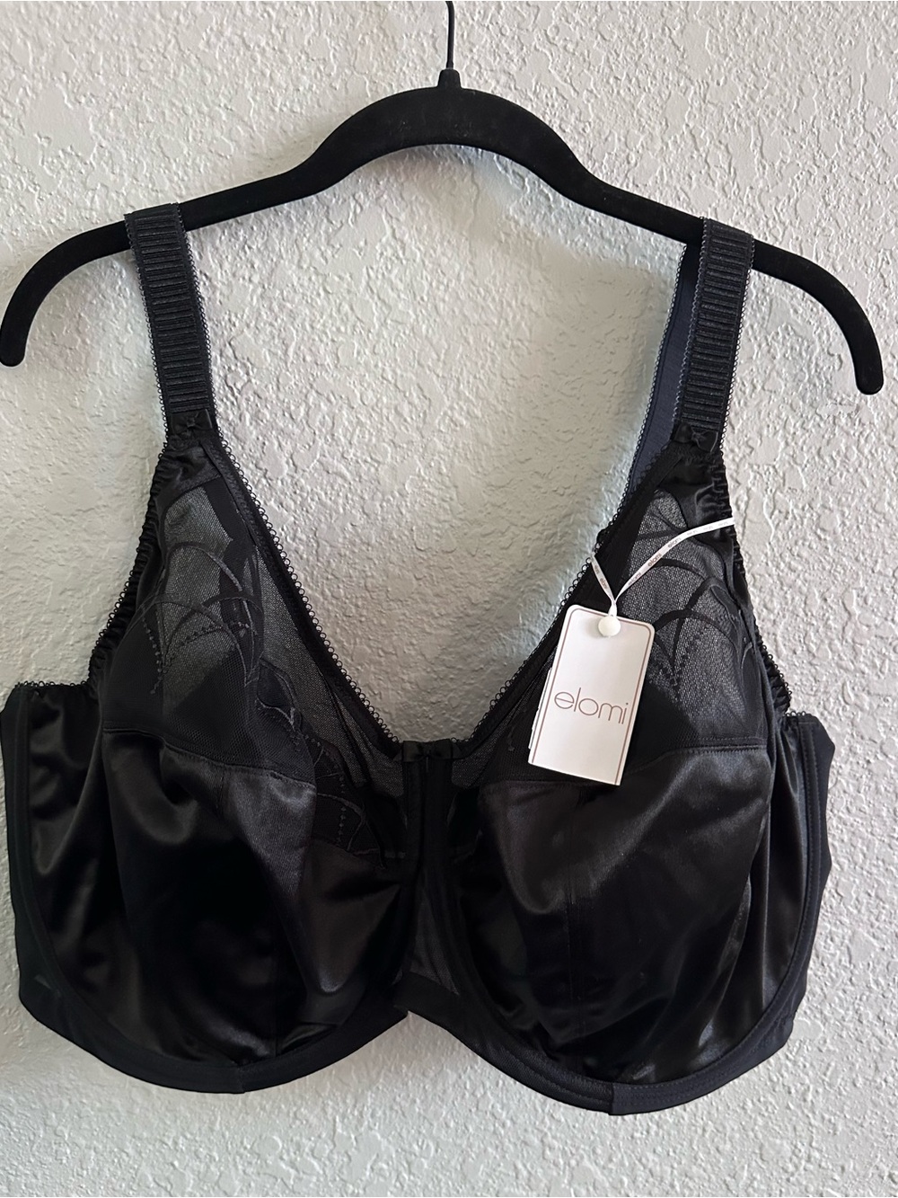 NWT Elomi Cate Underwire Full Coverage Bra Black 44J UK 44GG EL4030